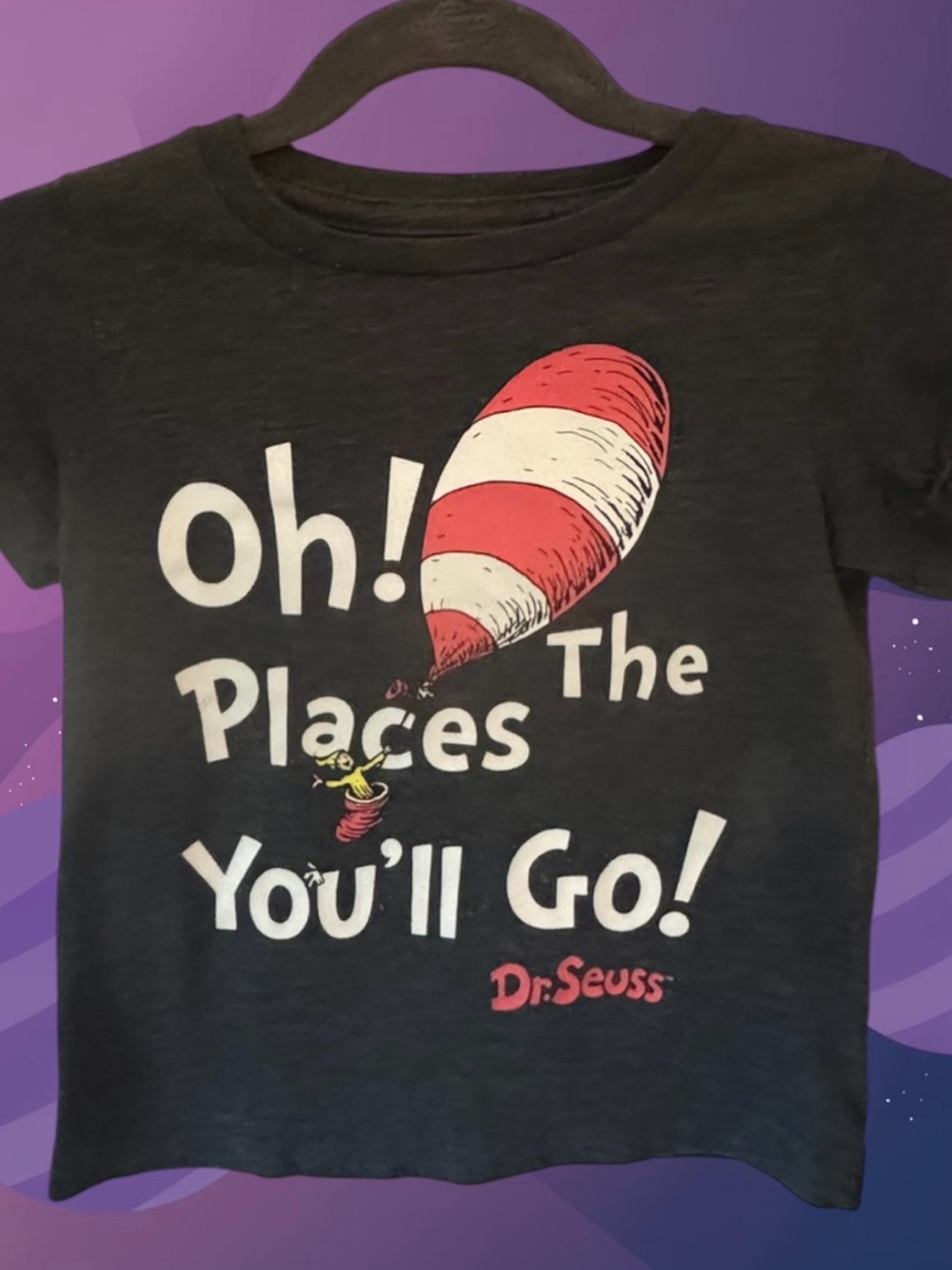 Free| Dr. Seuss Black Tee with Red & White Balloon Graphic